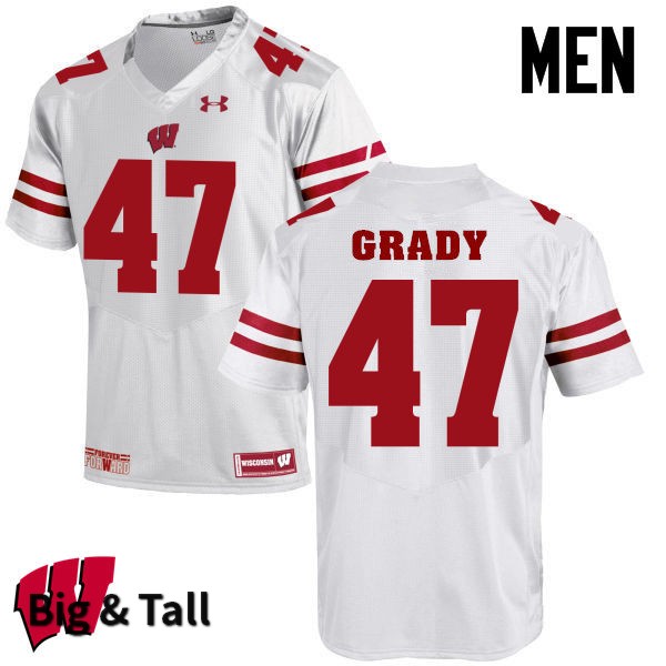 Wisconsin Badgers Men's #47 Griffin Grady NCAA Under Armour Authentic White Big & Tall College Stitched Football Jersey AL40C84NF